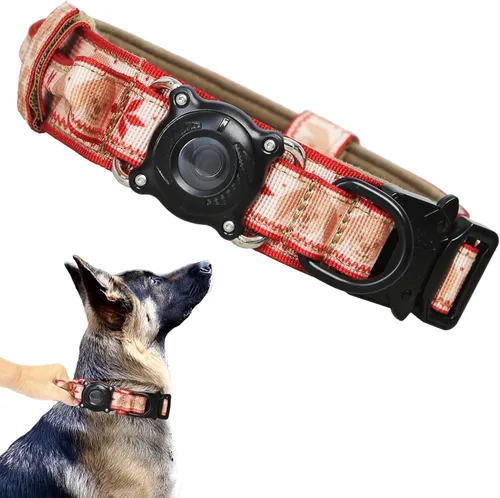Miniatura 8 de Collar táctico para perro, ajustable, militar, de nailon, con asa de control y hebilla de metal resistente para perros medianos y grandes (negro, S)
