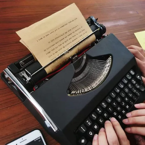 Miniatura 2 de Máquina de escribir manual a la antigua, máquina de escribir, botones flexibles y portátiles, escritura a mano clara, para letras, escritura Negro