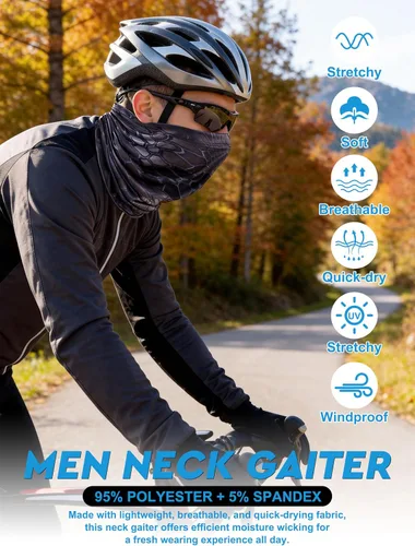 Miniatura 3 de 9 piezas de pasamontañas para hombre, polaina para el cuello, máscara facial de verano, protección solar, refrescante, transpirable, cubierta