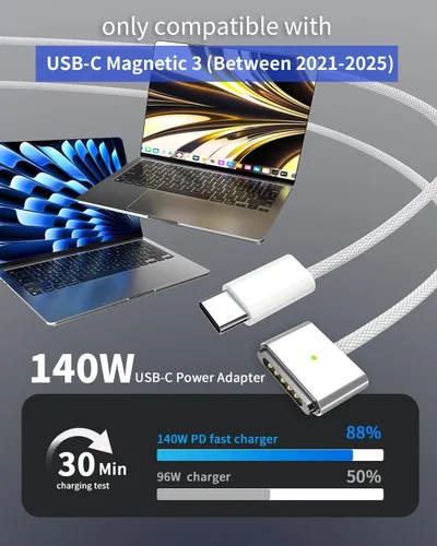 Miniatura 4 de Cargador Mag 3 de 140 W para Mac Book Pro/Air de 13/14/15/16 pulgadas y M1 M2 M3 M4 M5 (entre 2021-2026)