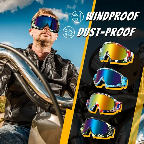 Miniatura 5 de Tallew 4 pares de gafas de motocross para motocicleta, motocross, carreras, ATV, para hombres y mujeres, deportes de potencia y esquí