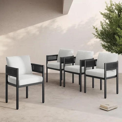 Miniatura 15 de Grand patio - Juego de 2 sillas de comedor para exterior, 2 piezas de sillas de comedor para patio, sillas fijas de patio de mimbre tejido en metal
