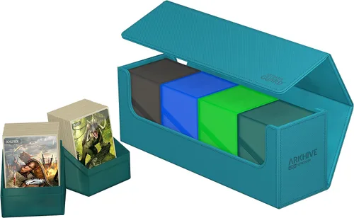 Miniatura 6 de Ultimate Guard Arkhive 400+, Estuche para Mazo para 400 Cartas TCG con Doble Funda, Petrol, Compatible con Boulders, Cierre Magnético y Forro