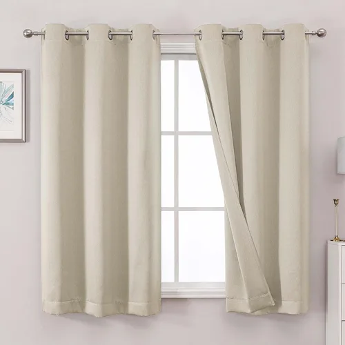 Miniatura 31 de OWENIE Cortinas 100% opacas de 96 pulgadas de largo, 2 paneles para dormitorio, sala de estar, cortinas superiores con aislamiento térmico