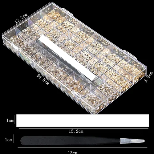 Miniatura 3 de 4880 diamantes de imitación champán para uñas, diamantes de imitación de cristal dorado para uñas, cuentas redondas de cristal con parte trasera