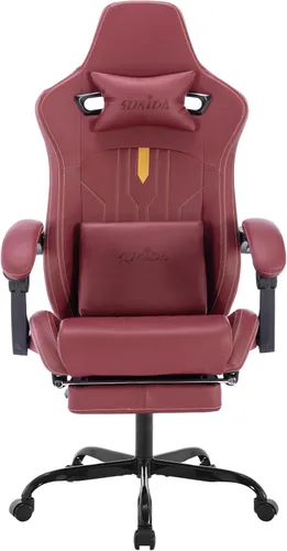 Miniatura 9 de Silla de juegos con reposapiés, silla ergonómica para computadora, cojín lumbar de masaje, silla de videojuegos de carreras, silla reclinable