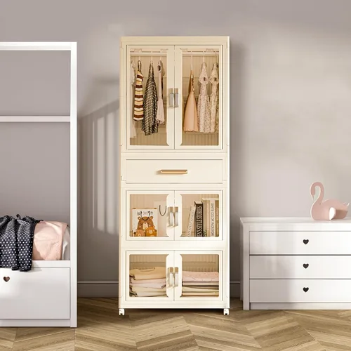 Armario grande portátil para niños, armario de ropa para adultos, armario con cajones y puertas, organizador plegable de almacenamiento de disfraces