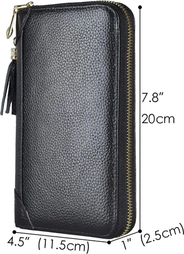 Miniatura 5 de Easyoulife - Monedero de cuero con cremallera, billetera portatarjetas para mujer, bloqueo RFID