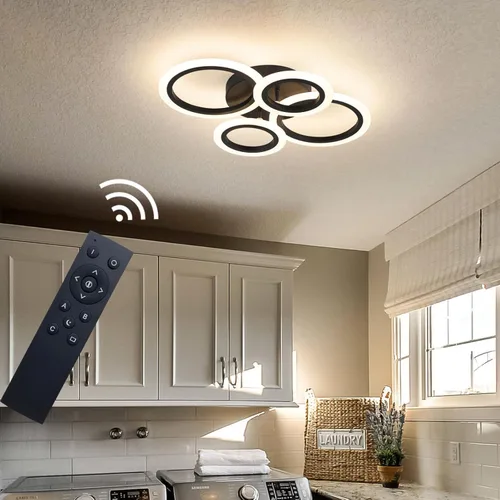 Miniatura 8 de Shine LUEST Lámpara de techo LED moderna de 34 W, 3000 K-6000 K regulable, accesorios de iluminación de techo para montaje en techo, 4 anillos