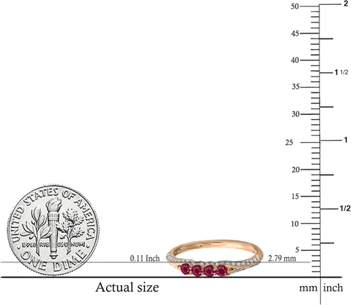 Miniatura 20 de Dazzlingrock Collection Anillo de boda redondo de rubí y diamante blanco apilable para mujer en oro