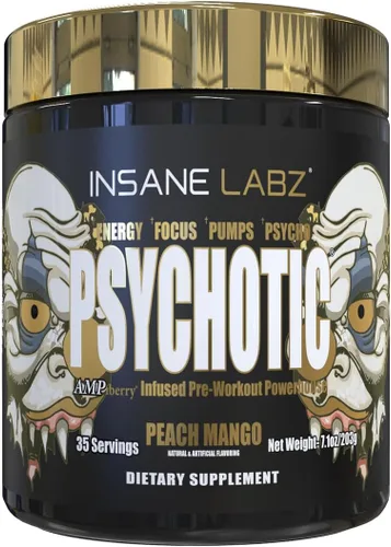 Miniatura 8 de Insane Labz Psychotic Gold - Polvo estimulante para pre entrenamiento, energía extrema, concentración, levantamiento de pesas y resistencia con beta