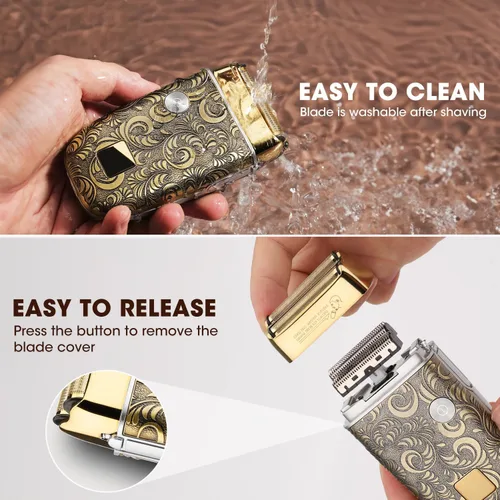 Miniatura 5 de Suttik Afeitadoras de aluminio para hombres, maquinilla de afeitar eléctrica, cortaúñas y recortadoras para hombres con pantalla LED, impermeable