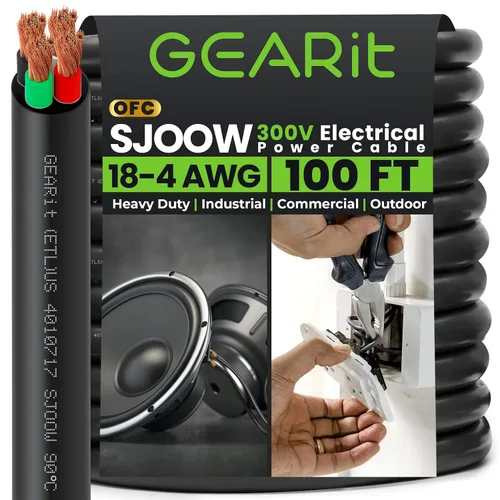 Miniatura 30 de GEARit Cable de alimentación portátil 10/3 10 AWG (100 pies - 3 conductores) SJOOW 300V calibre 10 cable eléctrico para derivaciones de motor, luces