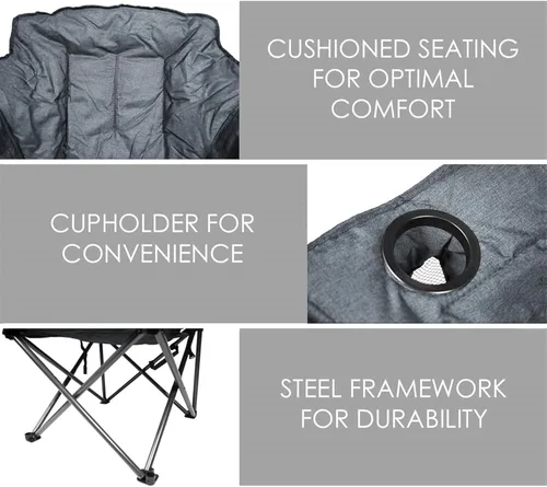 Miniatura 4 de Zenithen Limited - Silla plegable portátil acolchada Guidesman, perfecta para camping, eventos deportivos al aire libre, muebles de patio y Gris