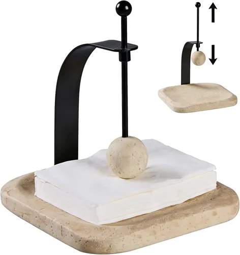 Miniatura 8 de Servilletero de mármol blanco – Servilletero cuadrado decorativo de papel y toallero para cocina, restaurante, baño, organizador de mesa de resina