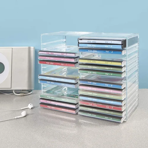 Miniatura 8 de Soporte transparentes, de plástico, para apilar CD, para 30 CDs estándar. Soporte para joyas.