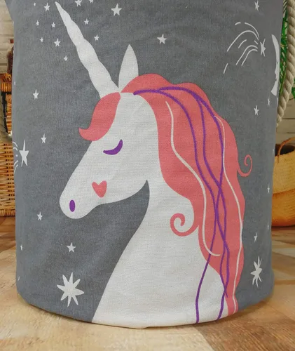 Miniatura 7 de Cesta redonda para ropa sucia, cestas de almacenamiento para guardería, cestas de regalo para el hogar, oficina, decoración del hogar Unicornio