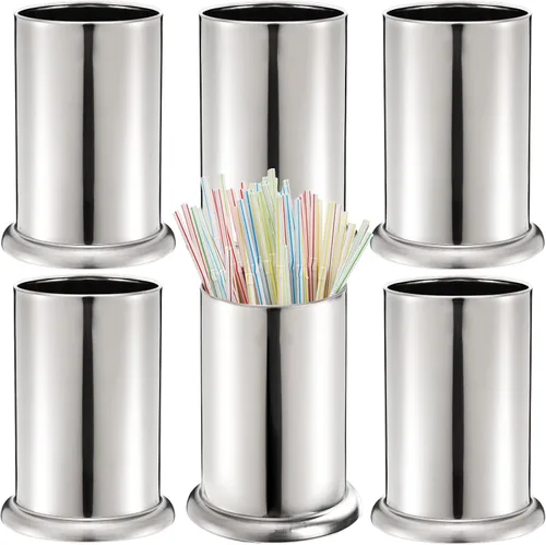 ZEAYEA Paquete de 6 soportes para pajitas de acero inoxidable, dispensador de paja para encimera, contenedor organizador de pajitas para tiendas,