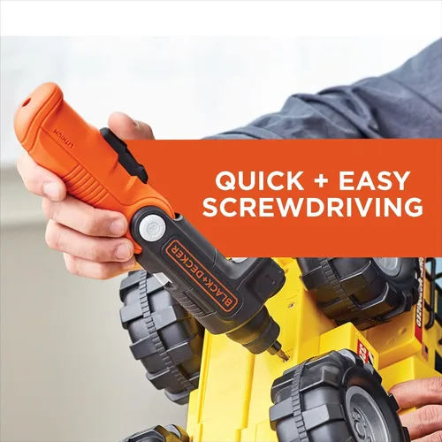 Miniatura 10 de BLACK+DECKER Destornillador inalámbrico con luz LED de 4V MAX, destornillador eléctrico con juego de 2 puntas (BDCSFL20C)