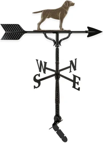 Miniatura 17 de Montague Metal Products Veleta de lujo de 32 pulgadas con adorno de Retriever negro satinado