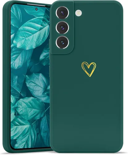 Wirvyuer Funda para Samsung Galaxy S22, bonita funda delgada a prueba de golpes con soporte de carga inalámbrica y protección, verde