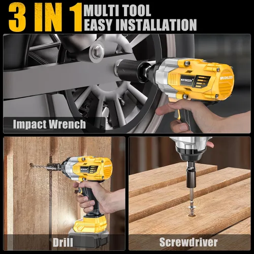 Miniatura 5 de NATBEESY Llave de impacto inalámbrica compatible con batería DeWalt de 20 V: destornillador de impacto de anillo de cerdo de 1/2 pulgada - Alto par