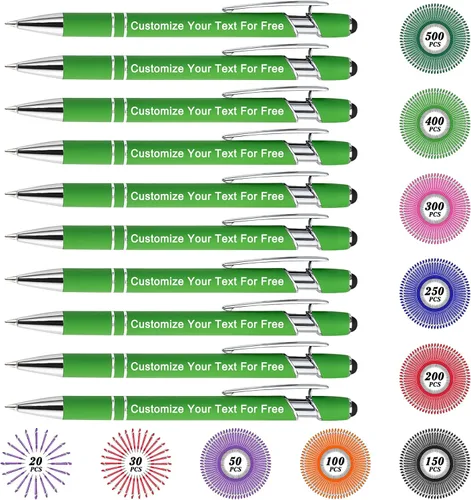 Miniatura 26 de Máx. 500 bolígrafos personalizados a granel, bolígrafos personalizados con grabado gratis, punta de lápiz óptico personalizado con tu nombre, texto