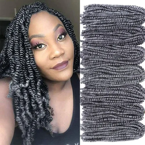 Miniatura 39 de Paquete de 2 cabello para trenzas en espiral de 8 pulgadas, cabello Spring Twist para rastas falsas, rastas de mariposa, cabello para trenzas, fibra