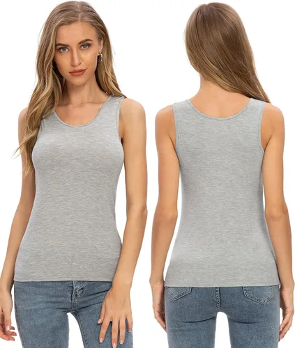Miniatura 3 de Air Curvey - 4 Pack de Camisetas sin Manga para Mujer, Camisas Básicas de Ropa Interior, Camisetas sin Manga Casuales, Tops de Capas Suave y Sin