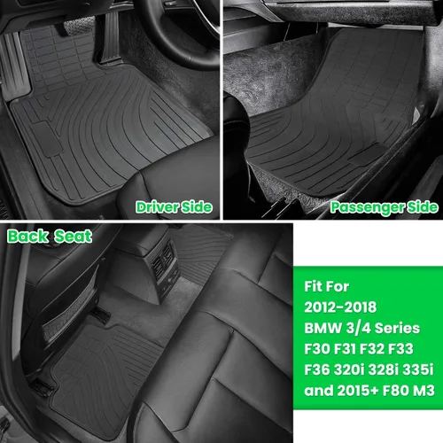 Miniatura 3 de Tapete para BMW Serie 3/4 F30 F31 F32 F33 F36 320i 328i 335i 2012-2018 y 2015+ F80 M3 de goma resistente para todo tipo de clima, ajuste