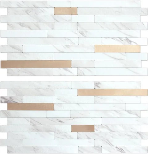 Miniatura 17 de Auliget - 20 láminas de azulejos adhesivos imitación piedra para protector antisalpicaduras, mosaicos de cloruro de polivinilo con acabado mármol