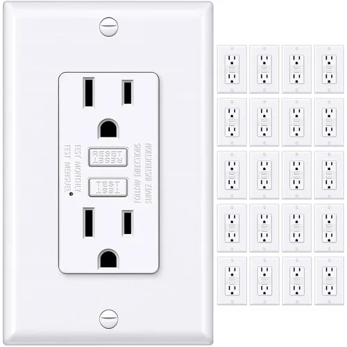Miniatura 10 de BESTTEN Salida GFCI de 15 amperios con diseño súper delgado, toma eléctrica GFI con indicador LED, receptáculo GFCI no resistente a manipulaciones