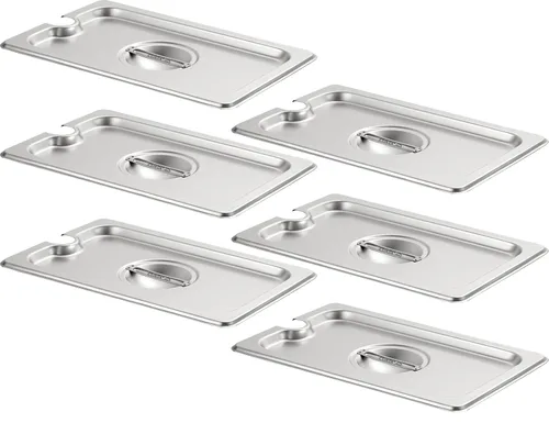 Miniatura 11 de CURTA Paquete de 6 sartenes antiatascos para hotel, tamaño 1/6 de 6 pulgadas de profundidad, bandeja comercial NSF de acero inoxidable 18/8
