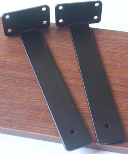Miniatura 8 de Paquete de 8 soportes de estante en L ocultos negros de 10 pulgadas (15 pulgadas de grosor), soporte de estante de metal, soporte de estante
