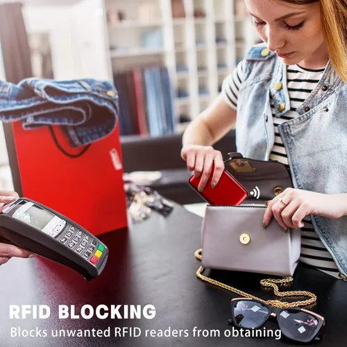 Miniatura 5 de 12 piezas de bloqueo RFID para tarjetas de crédito, mini cartera delgada de aluminio de metal, protector de tarjeta de crédito, funda rígida