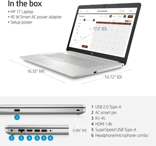 Miniatura 2 de Pantalla HP IPS FHD de 17.3 pulgadas 2022, Intel Core i5-1135G7 de 11ª generación (Beats i7-8500), Windows 11 Home, 8 GB de RAM, SSD de 512 GB