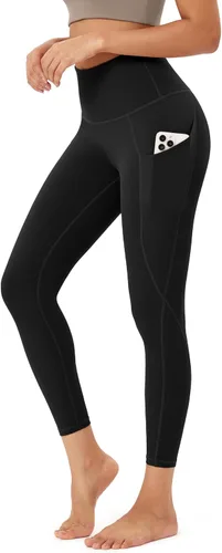 ODODOS - Leggings de yoga con cintura alta y bolsillos para mujer, pantalones de yoga deportivos con control de abdomen, no se transparentan, para