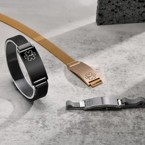 Miniatura 8 de VNOX Pulsera de identificación de alerta médica para hombres y mujeres, pulseras de alerta médica con grabado personalizado para mujeres y hombres