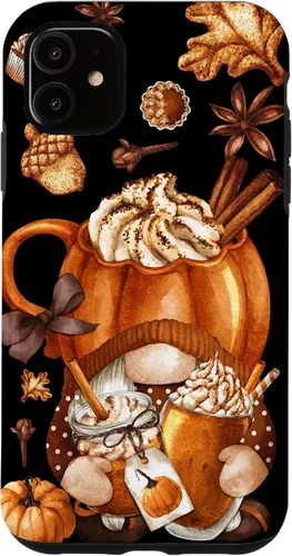 Miniatura 8 de Funda para iPhone 16 con diseño de calabaza y especias de gnomo de Acción de Gracias