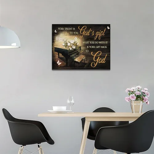Miniatura 2 de eiffecho Decoración de Arte de Música de Piano para Pared Tu Talento Es el Regalo de Dios Pinturas para Pared Decoración Pianista Músico Regalo
