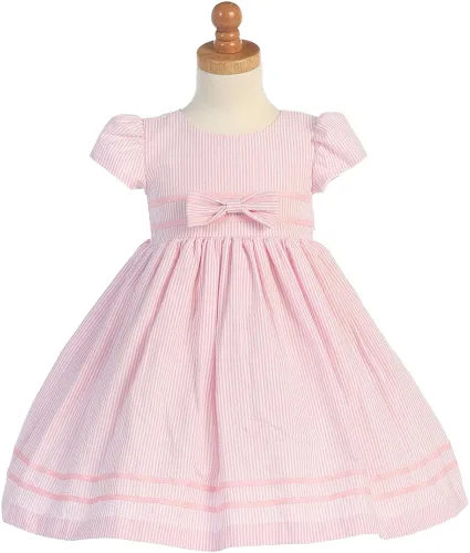 Miniatura 2 de Lito Soft Stripe Short Sleeve Seersucker Easter Dress