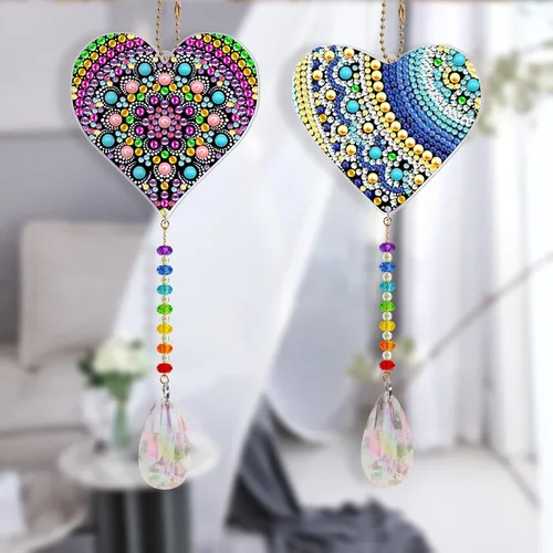 Miniatura 7 de Kit de pintura de diamante con forma especial de corazón de amor, 2 piezas, taladro especial, arte de diamante, luz solar, ventana para atrapar