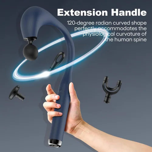 Miniatura 2 de Pistola de masaje de tejido profundo con mango extendido, revolucionario masajeador de espalda en forma de U, masajeador corporal para cuello