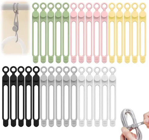 Miniatura 9 de Organizador de cables de datos, organizadores de auriculares de silicona actualizados 2025, organizador de cables reutilizable, organizador