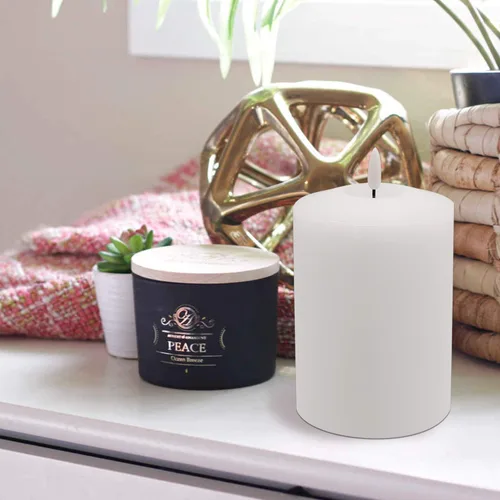 Miniatura 4 de GenSwin Velas LED parpadeantes sin llama de 4 x 6.5 pulgadas, funcionan con pilas con temporizador de 6 horas, velas votivas de cera real cálida