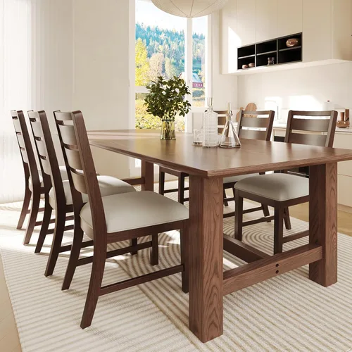 Miniatura 10 de COLAMY Juego de 2 sillas de comedor de madera, sillas de comedor tapizadas de granja con cojín de 3.5 pulgadas de grosor, sillas de cocina FSC