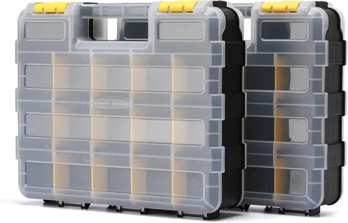 Miniatura 2 de EMENTOL Organizador de herramientas de doble cara con separadores de plástico personalizables/extraíbles, caja de almacenamiento para tornillos