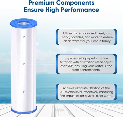 Miniatura 3 de PUREPLUS Filtro de sedimento plisado para toda la casa de 20 micrones de 10 x 2.5 pulgadas para agua de pozo, cartucho de repuesto para sistema