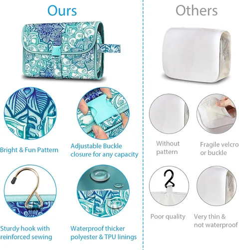 Miniatura 4 de Fintie - Bolsa de viaje portátil para cosméticos y artículos de aseo, gran organizador de maquillaje colgante resistente al agua, estuche