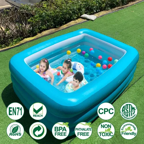 Miniatura 2 de Piscina inflable para niños, piscina infantil de 59 x 45 x 20 pulgadas con suelo inflable suave, piscinas inflables duraderas para patio trasero, 59